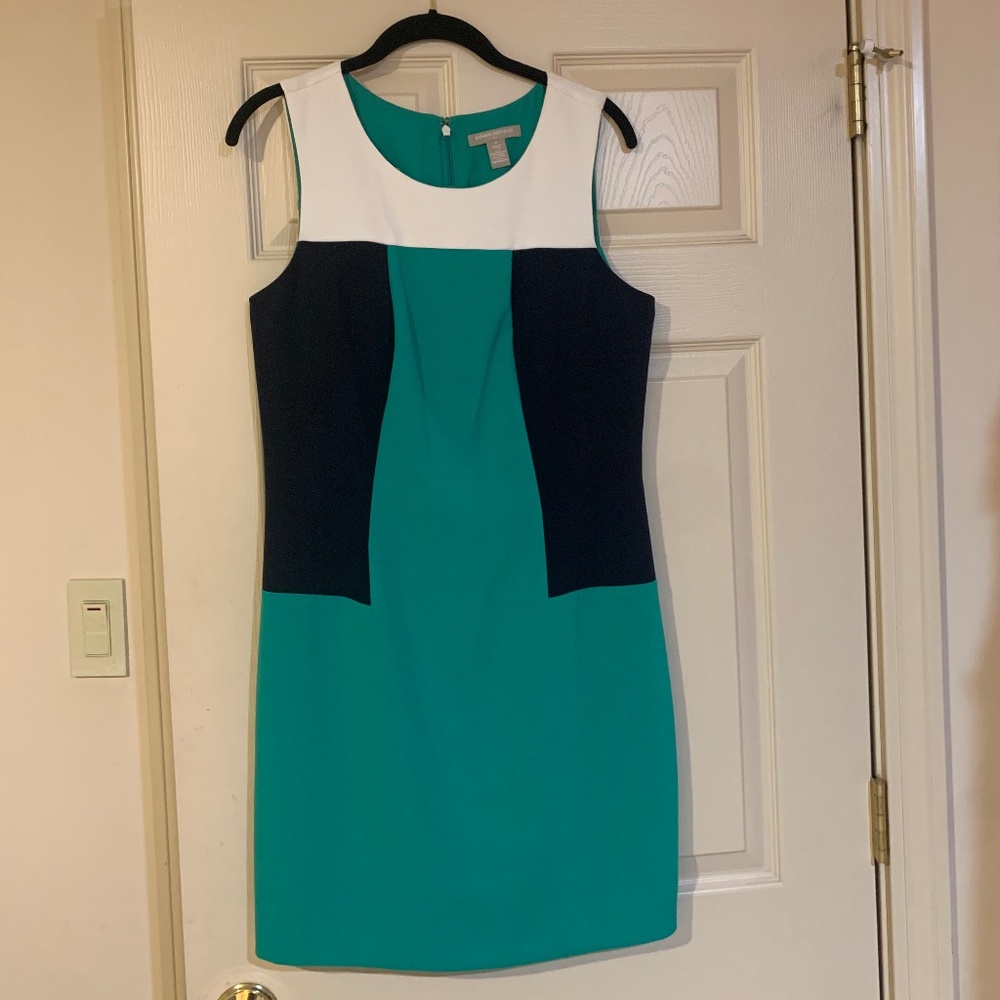 Banana Republic Green/Blue/White Sleeveless Lined Dress sz 6